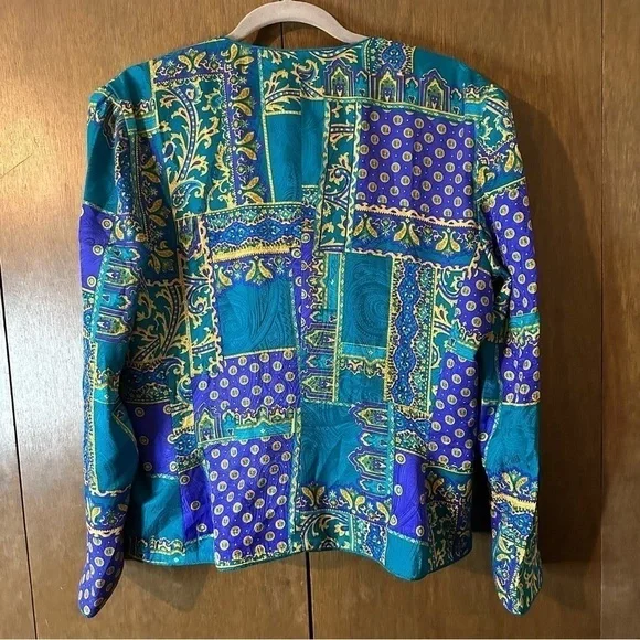 Adrianna Papell Vintage Silk Paisley Print Button-up Blazer Sz Large - Picture 7 of 10